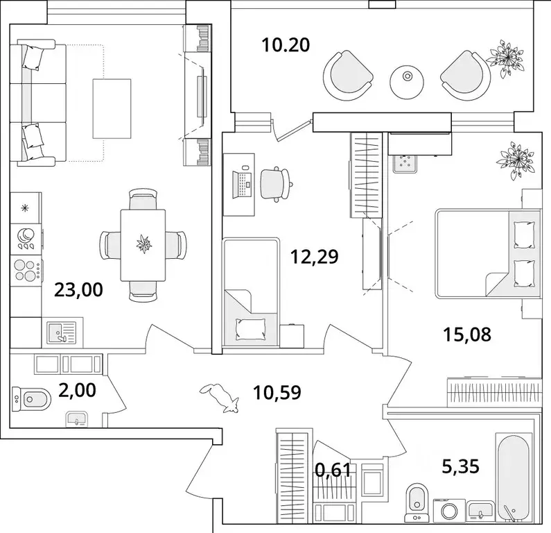 2-к кв. Санкт-Петербург Кубинская ул., 82к3с1 (74.0 м) - Фото 0