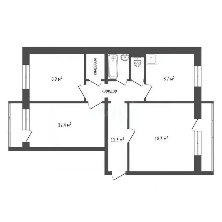 3-к кв. Красноярский край, Красноярск имени газеты Красноярский ... - Фото 1