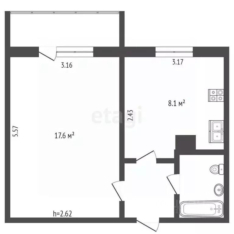 1-к кв. Ямало-Ненецкий АО, Ноябрьск просп. Мира, 79 (34.3 м) - Фото 0