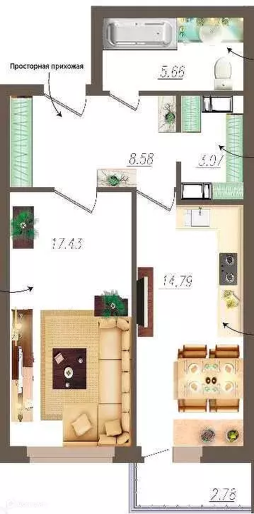 Продаётся 1-к квартира, 50.3 м - Фото 0