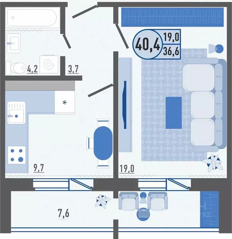 1-к кв. Орловская область, Орел Черепичная ул., 22к2 (40.4 м) - Фото 0