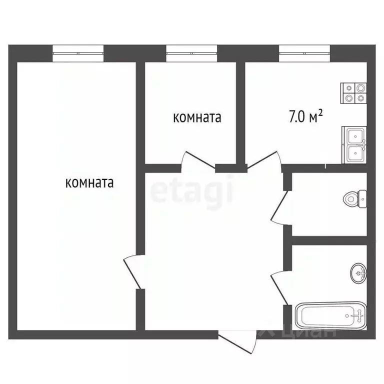 2-к кв. Ямало-Ненецкий АО, Муравленко ул. Нефтяников, 1 (53.0 м) - Фото 1