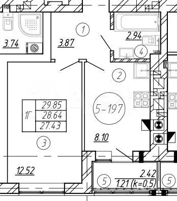 1-к. квартира, 29 м, 3/9 эт. - Фото 0