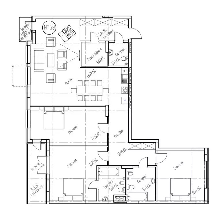3-комнатная квартира: Калининград, Октябрьская улица, 12 (163.4 м) - Фото 0