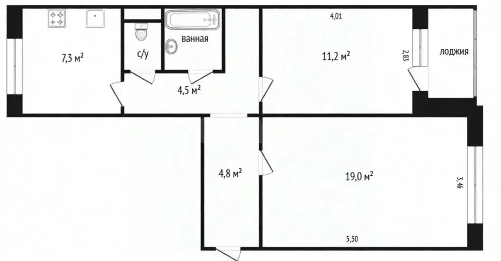 2-к кв. Ярославская область, Некрасовское рп ул. Строителей, 1 (51.6 ... - Фото 2