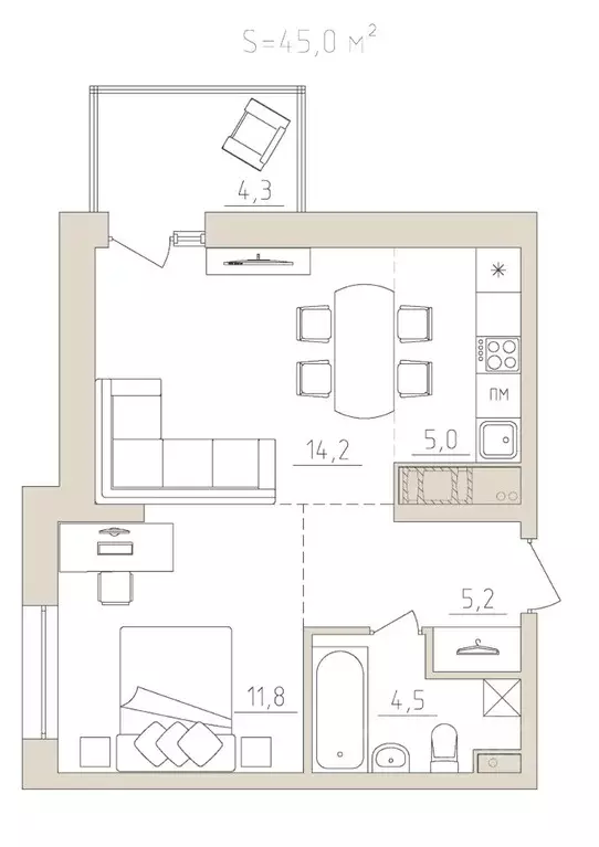 2-к кв. Карелия, Петрозаводск Закаменская наб., 3 (44.8 м) - Фото 1