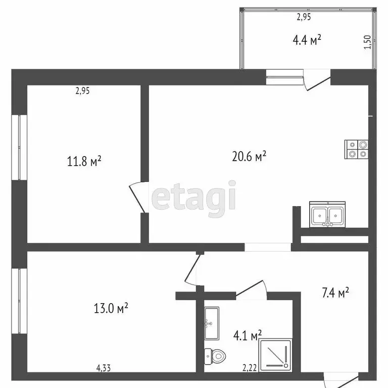 2-комнатная квартира: Ростов-на-Дону, проспект Сиверса, 30 (61.2 м) - Фото 0