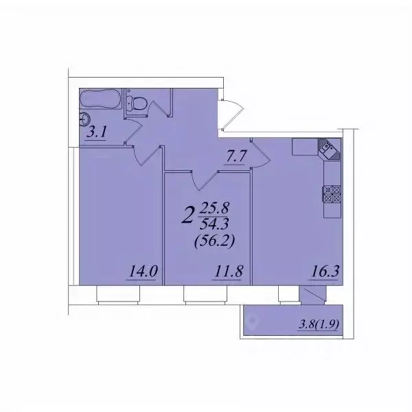 2-к кв. Вологодская область, Вологда ул. Новаторов (56.2 м) - Фото 1
