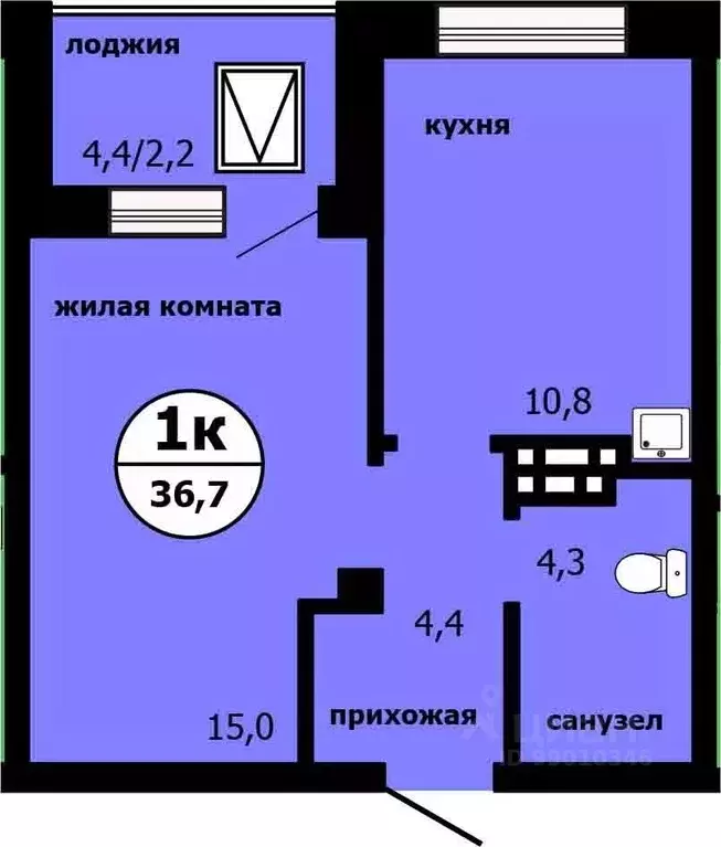 1-к кв. Красноярский край, Красноярск ул. Лесников, 55 (36.3 м) - Фото 0