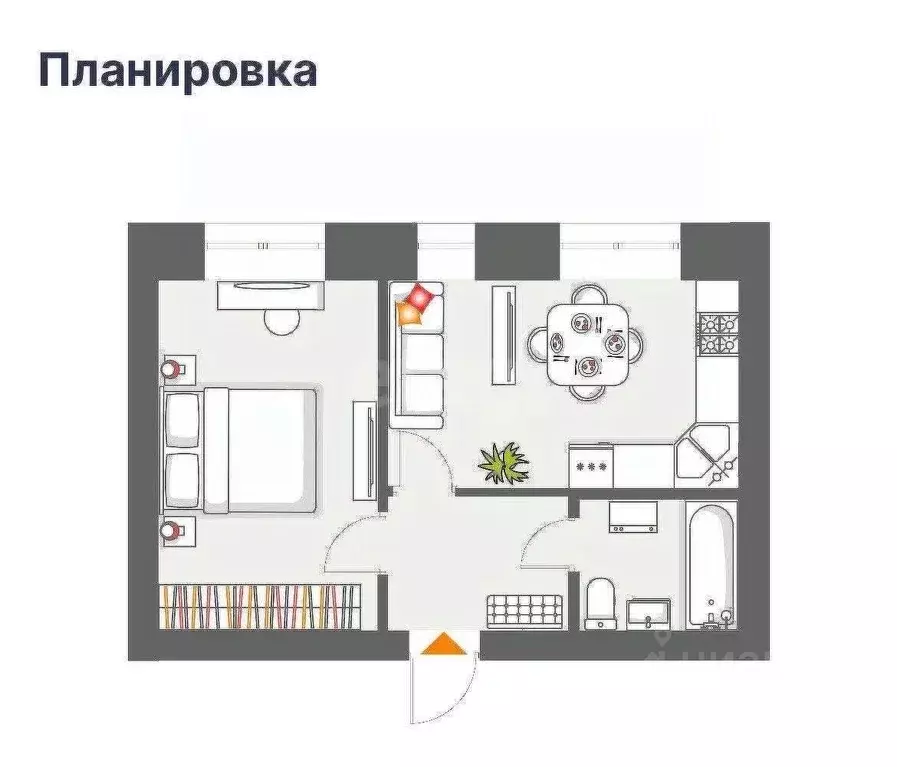 1-к кв. Татарстан, с. Высокая Гора ул. Вторая Ударная, 4 (38.2 м) - Фото 2