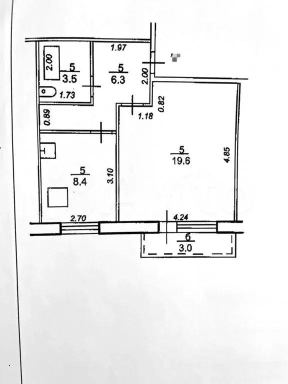 1-к. квартира, 38 м, 5/9 эт. - Фото 0