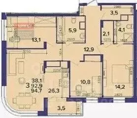 3-к кв. Рязанская область, Рязань Быстрецкая ул., 10 (92.9 м) - Фото 2