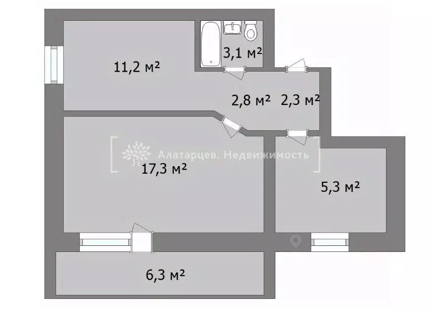 1-к кв. Томская область, Томск Учебная ул., 7 (42.2 м) - Фото 2