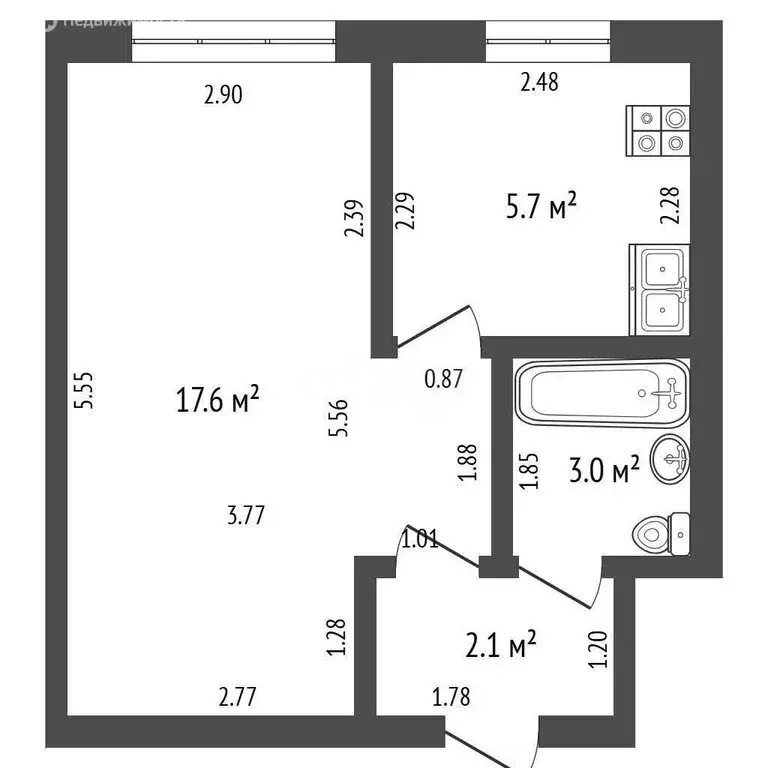 1-комнатная квартира: Стерлитамак, улица Худайбердина, 146 (28.4 м) - Фото 1