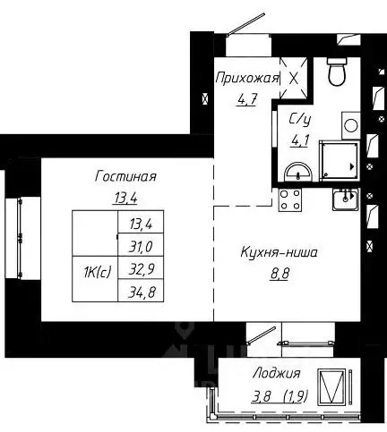 1-к кв. Алтайский край, Барнаул ул. Чернышевского, 189 (32.9 м) - Фото 0