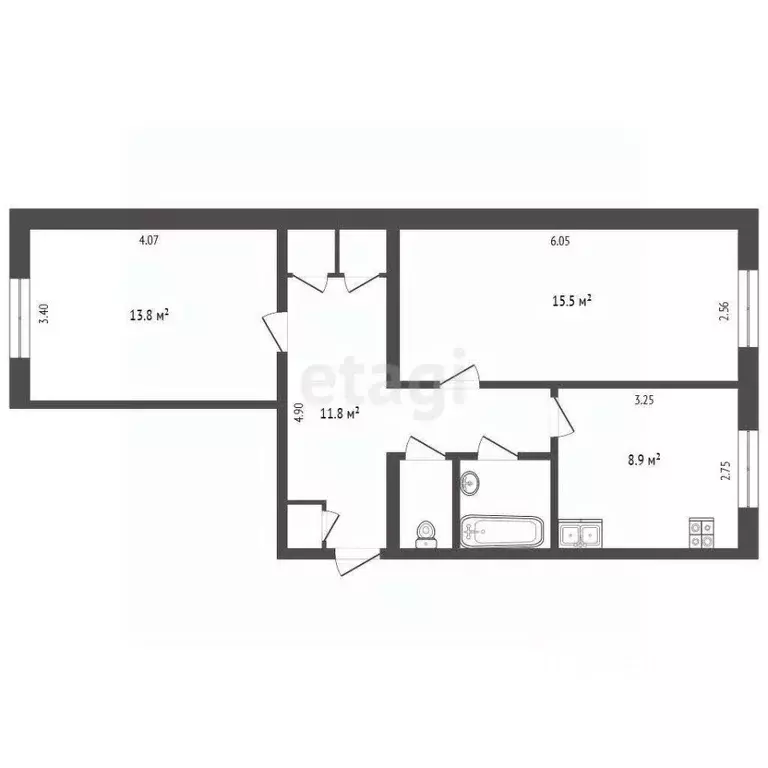 2-к кв. Ямало-Ненецкий АО, Новый Уренгой Железнодорожная ул., 50 (56.6 ... - Фото 2