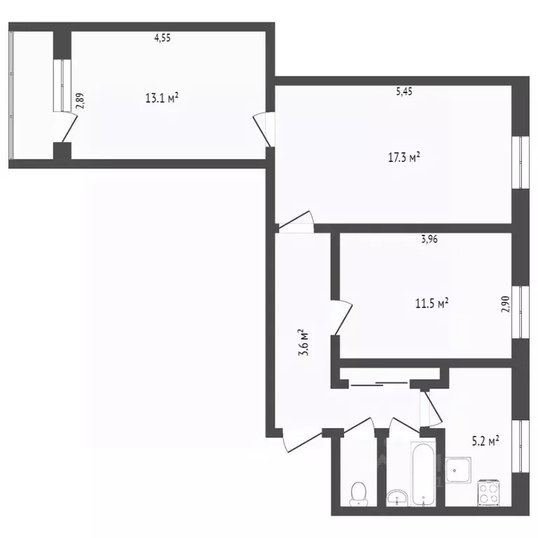 3-к кв. Ямало-Ненецкий АО, Новый Уренгой Мирный мкр, 5/2 (68.0 м) - Фото 2