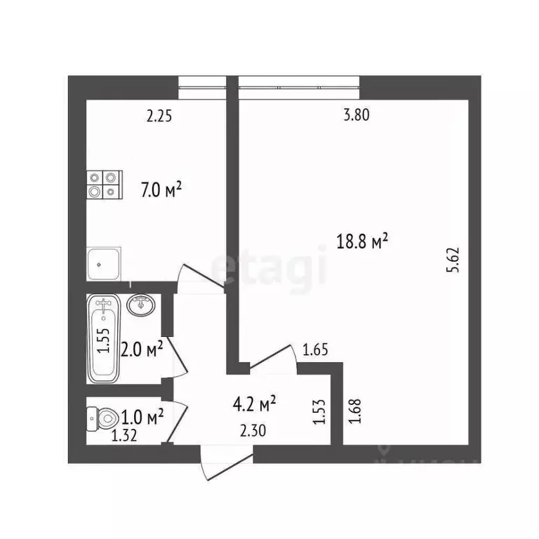 1-к кв. Самарская область, Самара просп. Ленина, 1 (33.2 м) - Фото 2