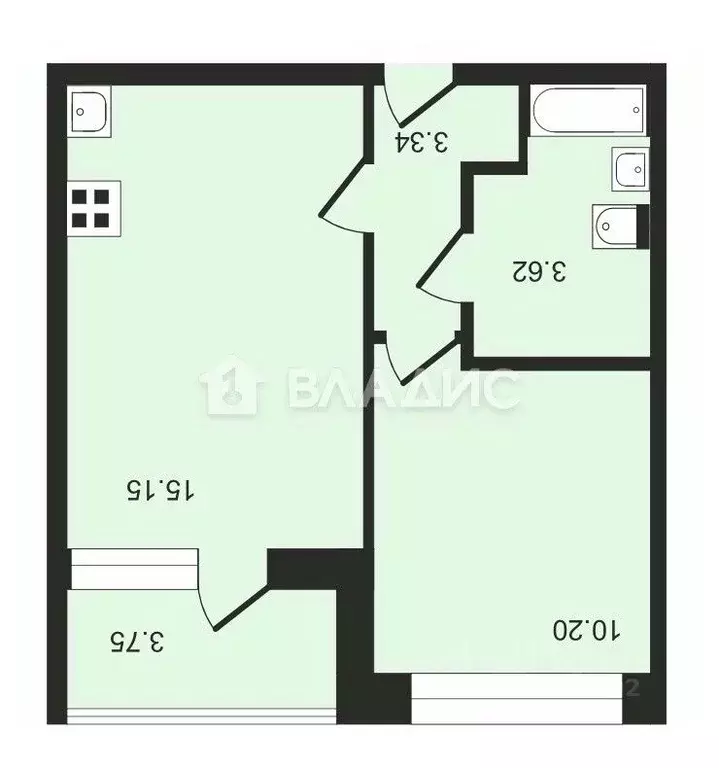 1-к кв. Санкт-Петербург Дальневосточный просп., 23 (32.3 м) - Фото 2