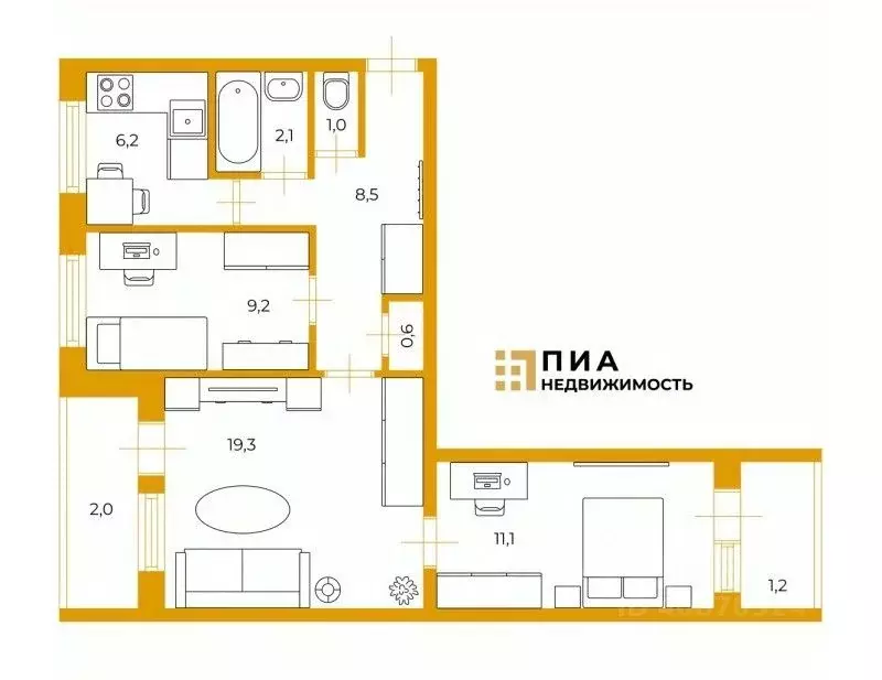 3-к кв. Санкт-Петербург Ольховая ул., 14К1 (58.0 м) - Фото 1