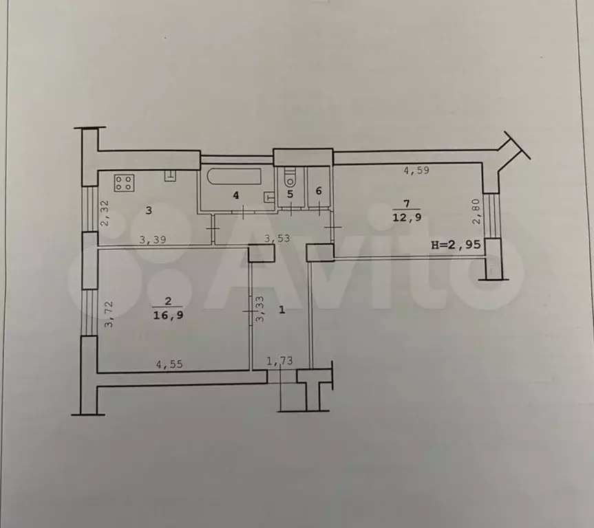 2-к. квартира, 54 м, 1/4 эт. - Фото 0