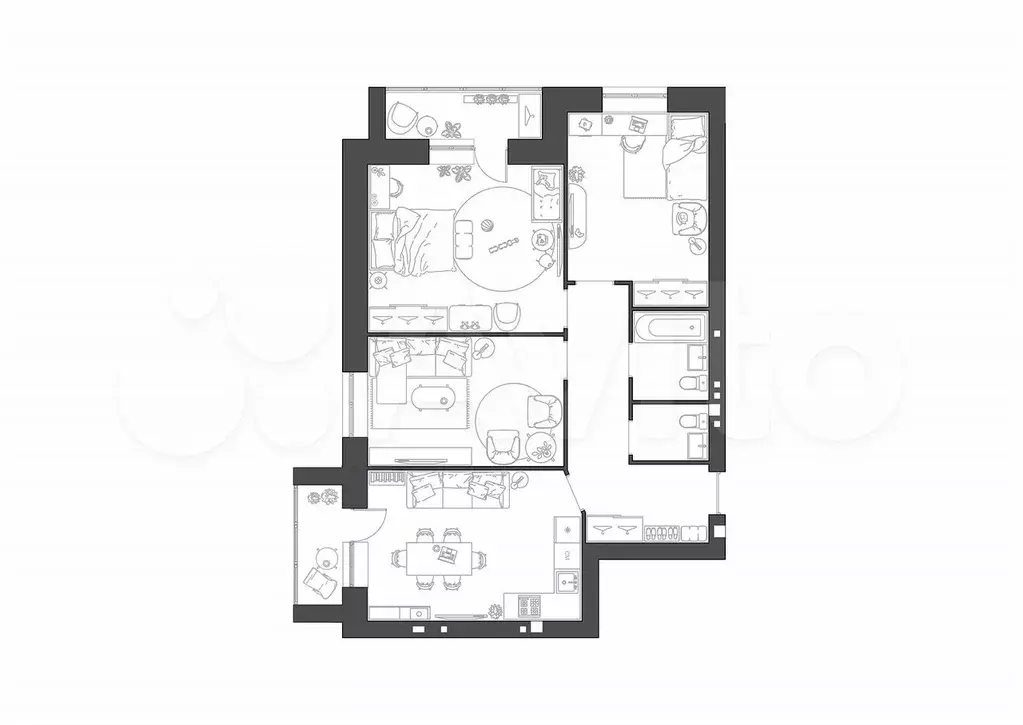 3-к. квартира, 82 м, 1/4 эт. - Фото 0