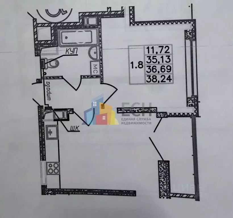 1-к кв. Тульская область, Тула городской округ, пос. Петровский проезд ... - Фото 2