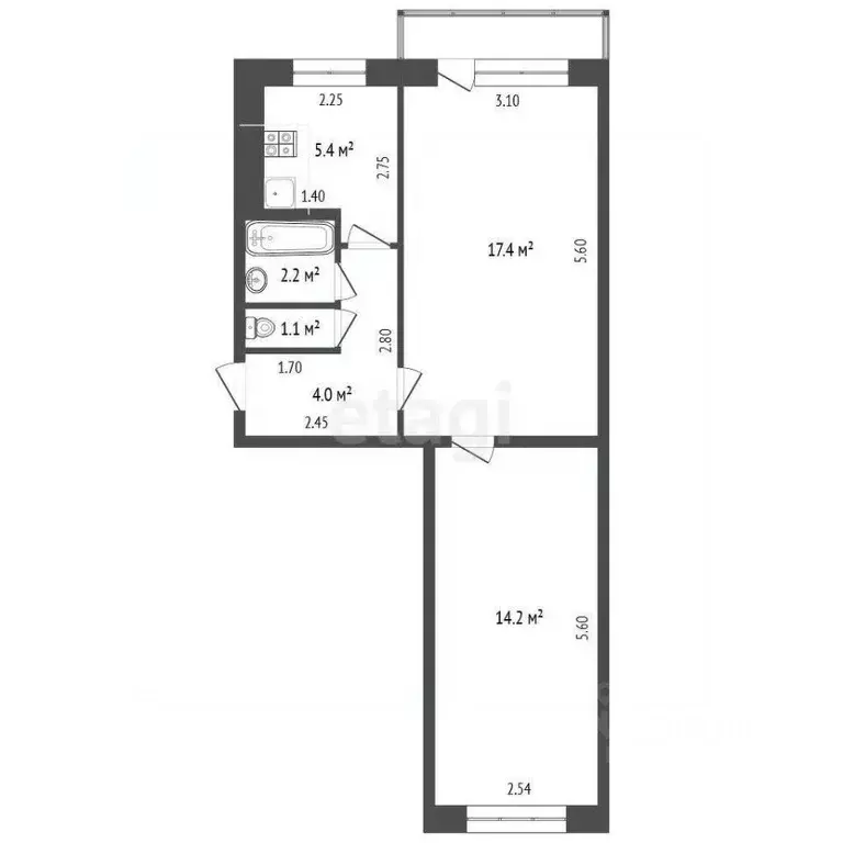 2-к кв. Кемеровская область, Березовский просп. Ленина, 30 (44.32 м) - Фото 2