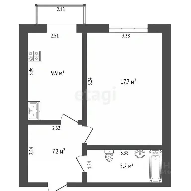 1-к кв. Тюменская область, Тюмень ул. Московский Тракт, 85 (41.7 м) - Фото 2