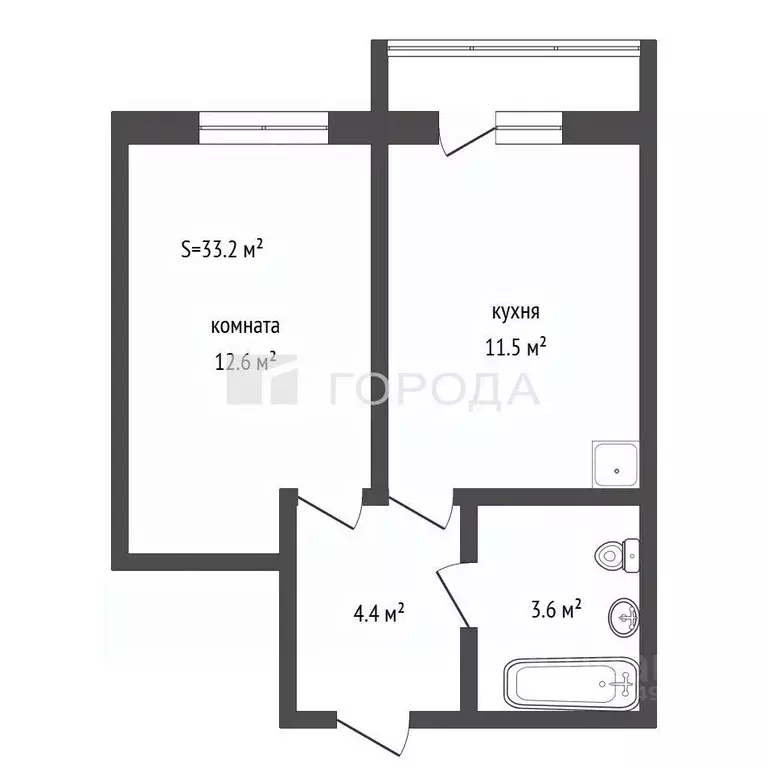 1-к кв. Алтайский край, Барнаул ул. Папанинцев, 145 (33.3 м) - Фото 2