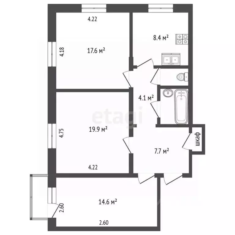 Комната Ярославская область, Ярославль Балтийская ул., 13/23 (14.6 м) - Фото 2
