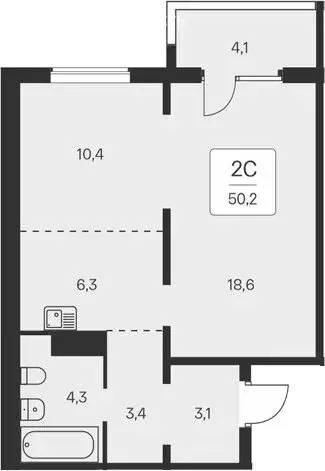 2-комнатная квартира: Новосибирск, квартал на Игарской (46.1 м) - Фото 1