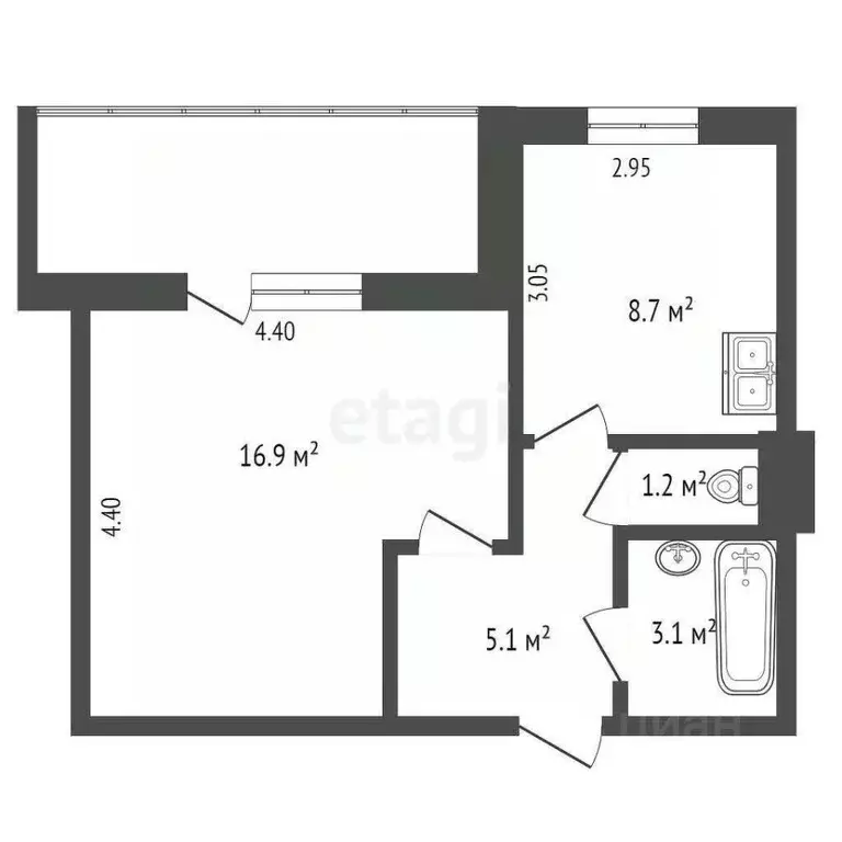 1-к кв. Ростовская область, Таганрог Вишневая ул., 15-3 (35.0 м) - Фото 1