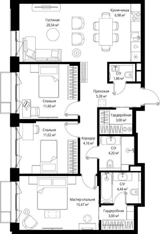 3-к кв. Московская область, Одинцовский городской округ, д. Ликино, ЖК ... - Фото 2