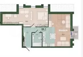 1-к. квартира, 67 м, 7/9 эт. - Фото 1