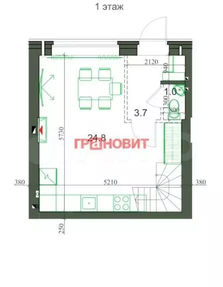 2-к. квартира, 57 м, 1/2 эт. - Фото 0