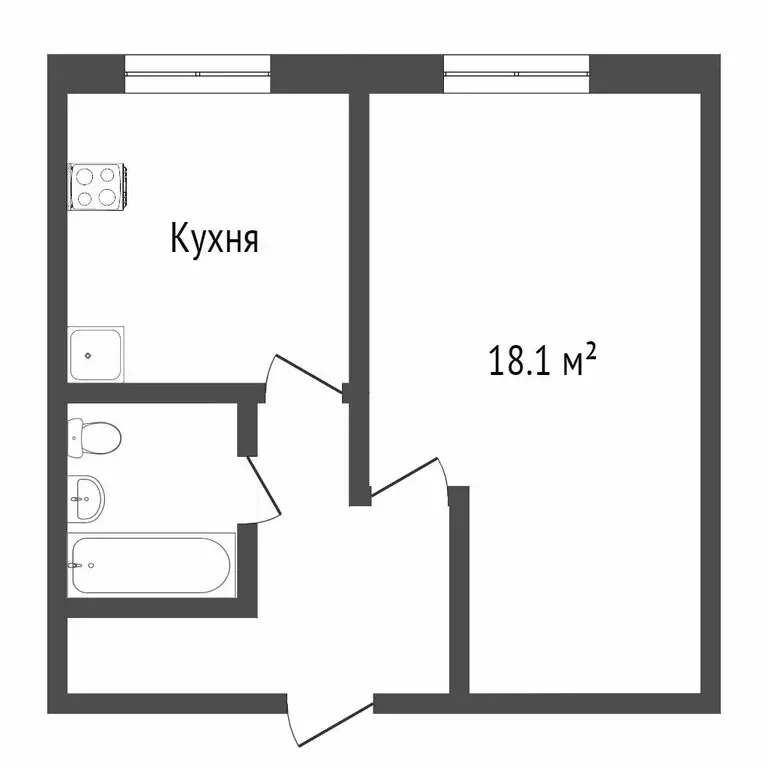 1-комнатная квартира: Омск, 3-я Молодёжная улица, 73 (29.9 м) - Фото 0