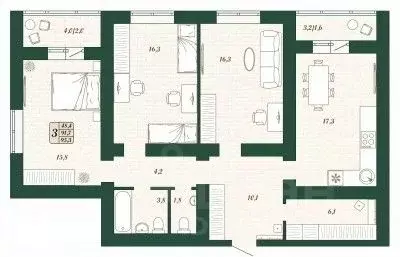 3-к кв. Самарская область, Волжский район, Смышляевка городское ... - Фото 1