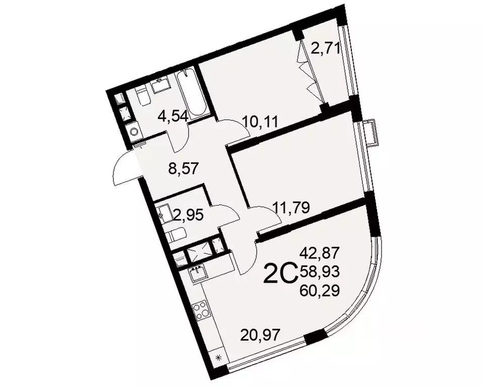2-к кв. Тульская область, Тула ул. Коминтерна, 44 (60.29 м) - Фото 0