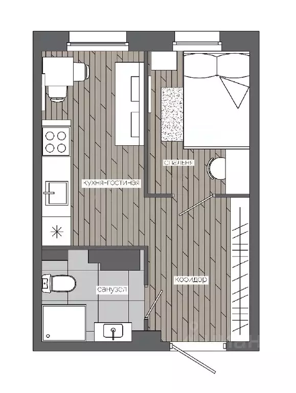 1-к кв. Ханты-Мансийский АО, Сургут 30А мкр,  (24.5 м) - Фото 0