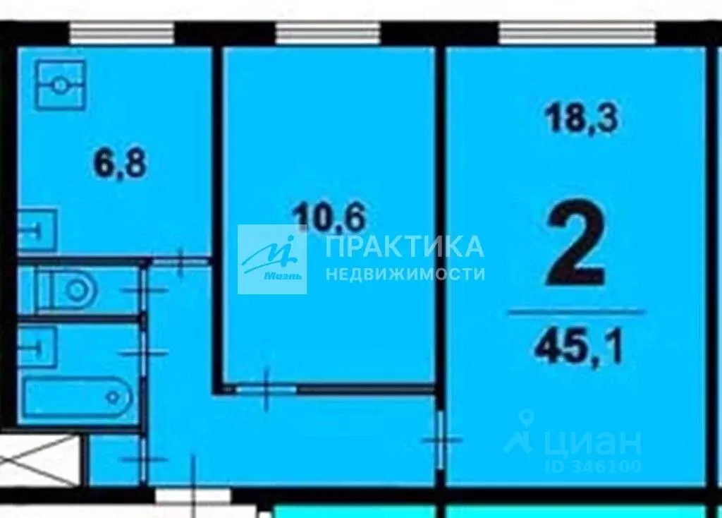 2-к кв. Москва ул. Островитянова, 31 (45.4 м) - Фото 2