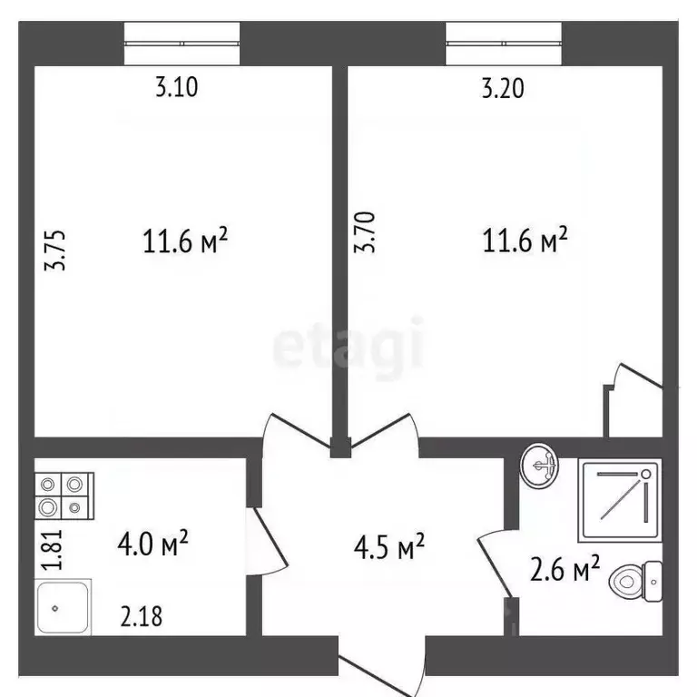2-к кв. Ростовская область, Таганрог ул. Сергея Шило, 247 (34.6 м) - Фото 1