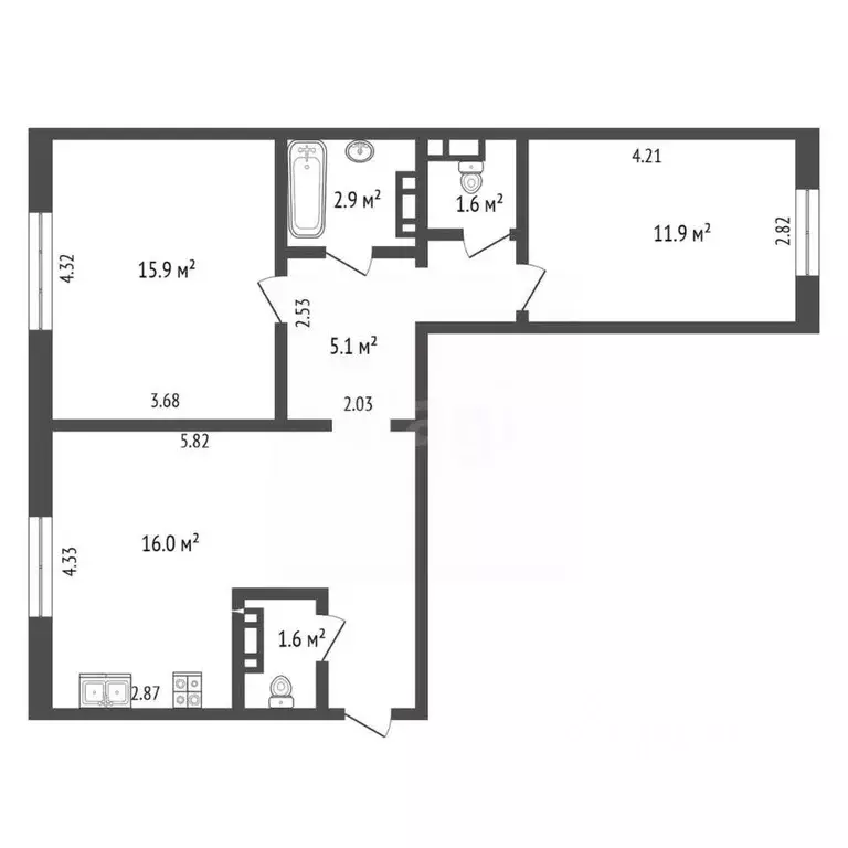 2-к кв. Челябинская область, Челябинский городской округ, пос. ... - Фото 2