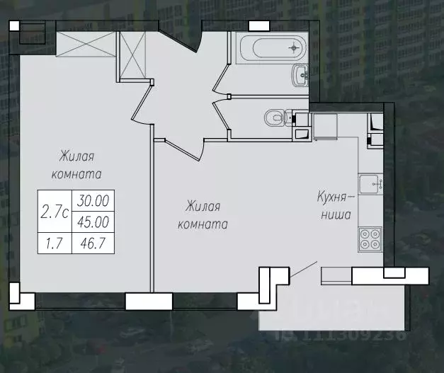 2-к кв. Курская область, Курск ул. Энгельса, 158 (46.8 м) - Фото 0