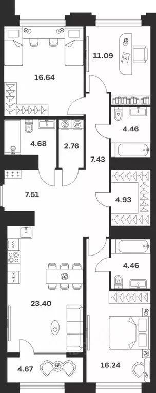 3-к кв. Тульская область, Тула ул. Болотникова, 4 (108.27 м) - Фото 1
