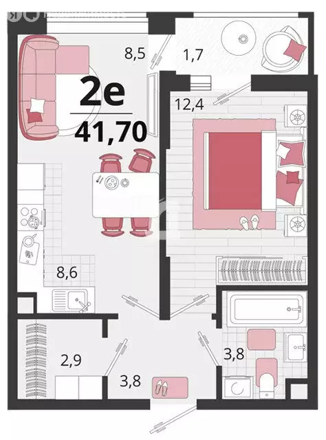 1-комнатная квартира: Знаменский, Природная улица, 10Бк2 (42 м) - Фото 1