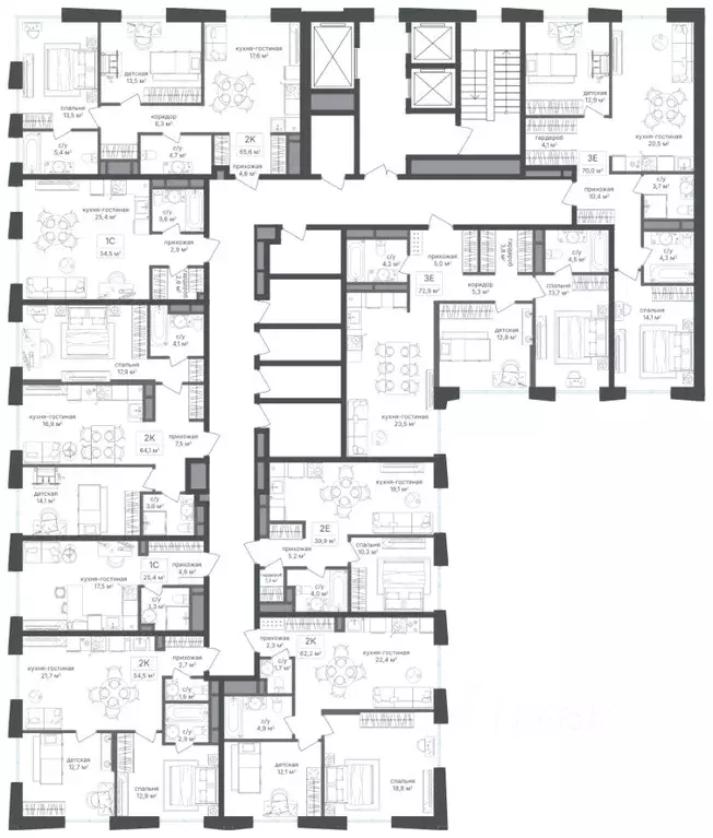 2-к кв. Москва 1-й Кирпичный пер., 15А (62.1 м) - Фото 2