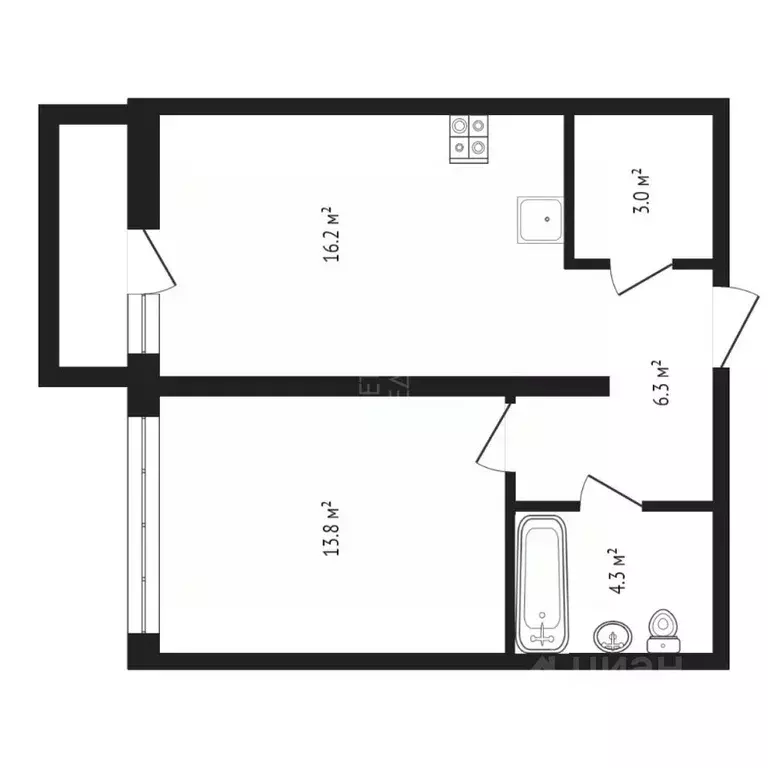 1-к кв. Тюменская область, Тюмень ул. Павла Фитина, 3 (43.3 м) - Фото 2