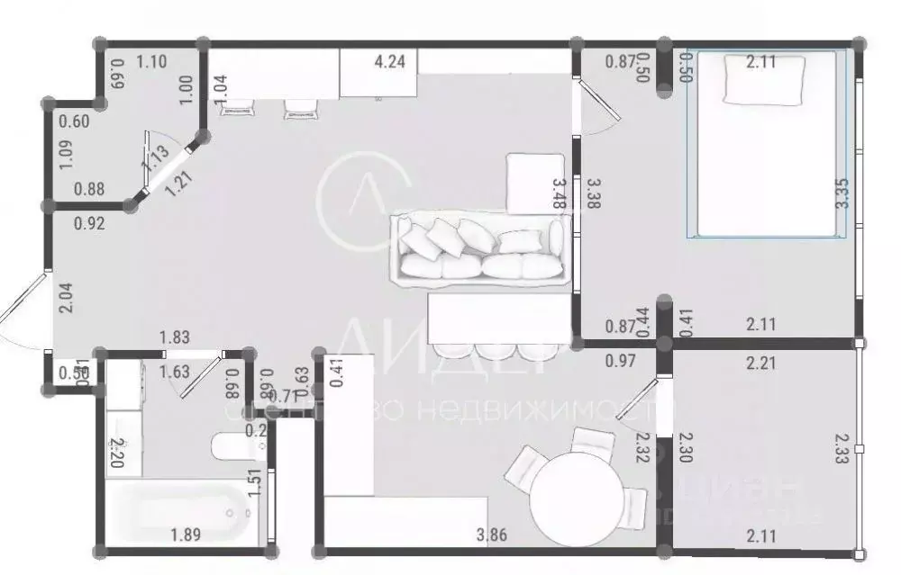 1-к кв. Краснодарский край, Сочи Центральный мкр, пер. Горького, 18 ... - Фото 2