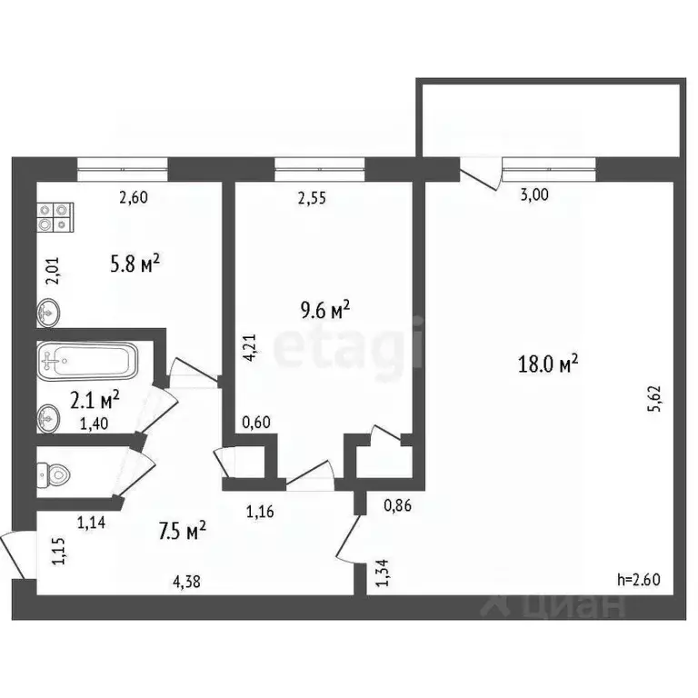 2-к кв. Владимирская область, Ковров ул. Островского, 79 (44.9 м) - Фото 0